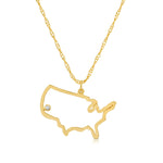 A USA pendant necklace in yellow gold with a diamond on a white background.
