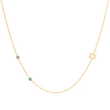 18" Yellow Gold Tanzanite, Emerald, Star of David