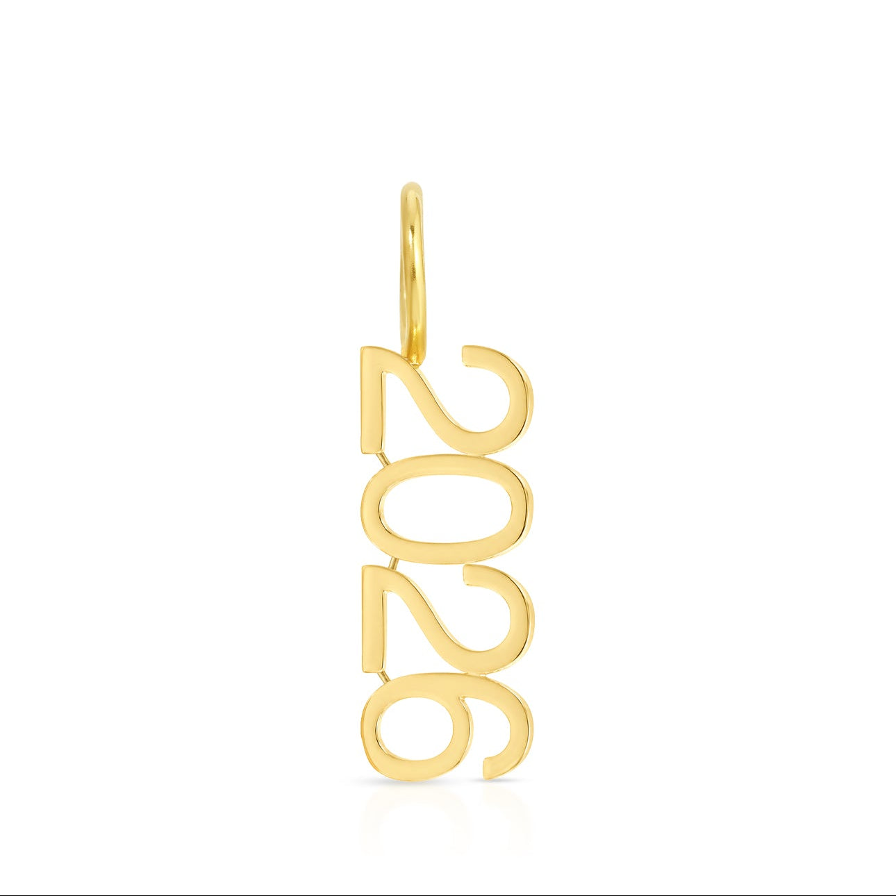 Gold '2026' pendant on a white background