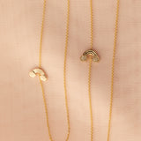 14k Gold Asymmetrical Charm Necklace - Rainbow