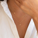 14k Gold Asymmetrical Charm Necklace - Lightning Bolt