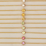 14K Gold Asymmetrical Birthstone Necklace - Pink Tourmaline (October)