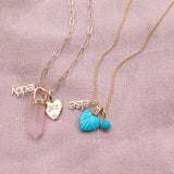 Etched Turquoise Heart Charm
