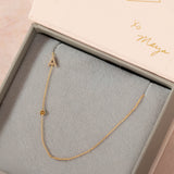 Pavé Monogram Necklace with Birthstone - Citrine