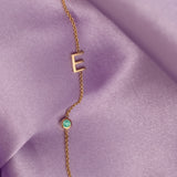Monogram Necklace with Birthstone - Emerald