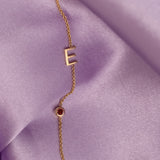 Monogram Necklace with Birthstone - Garnet