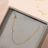 Pavé Monogram Necklace with Birthstone - Moonstone
