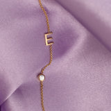 Monogram Necklace with Birthstone - Moonstone