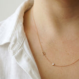 Monogram Necklace with Birthstone - Moonstone