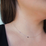Monogram Necklace with Birthstone - Sapphire
