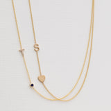 Pavé Monogram Necklace with Birthstone - Sapphire