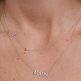 Pavé Monogram Necklace with Birthstone - Citrine