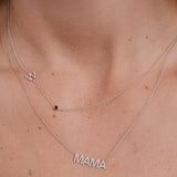 Pavé Monogram Necklace with Birthstone - Garnet
