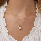 Pavé Monogram Necklace with Birthstone - Citrine