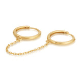 Double Huggie Earring with Chain