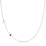 Monogram Necklace with Ruby Birthstone Initial A in White Gold | Maya Brenner