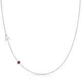 Monogram Necklace with Ruby Birthstone Initial A in White Gold | Maya Brenner