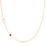 Monogram Necklace with Ruby Birthstone Initial C in Yellow Gold | Maya Brenner