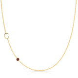 Monogram Necklace with Ruby Birthstone Initial C in Yellow Gold | Maya Brenner