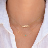 Monogram Necklace with Birthstone - Turquoise