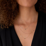 Monogram Necklace with Birthstone - Onyx