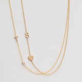 Monogram Necklace with Heart Yellow Gold