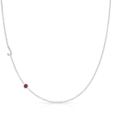 Pavé Monogram Necklace with Birthstone - Ruby
