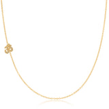 14k Gold Asymmetrical Charm Necklace - Pavé Om