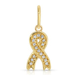 14K Diamond Awareness Ribbon Charm