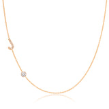 Pavé Monogram Necklace with Diamond Rose Gold
