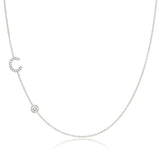 Pavé Monogram Necklace with Diamond White Gold