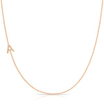 14K Rose Gold Pavé Diamond Initial Necklace, Letter A – Bead Chain | Maya Brenner