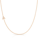 14K Rose Gold Pavé Diamond Initial Necklace, Letter A – Bead Chain | Maya Brenner