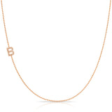 14K Rose Gold Pavé Diamond Initial Necklace, Letter B – Bead Chain | Maya Brenner