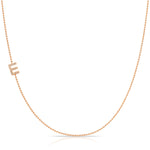 14K Rose Gold Pavé Diamond Initial Necklace, Letter E – Bead Chain | Maya Brenner