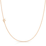 Pavé Diamond Initial Necklace by Maya Brenner – F in 14K Rose Gold on a Bead Chain