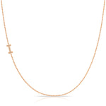 I Pavé Diamond Initial Necklace in 14K Rose Gold on Bead Chain – Maya Brenner