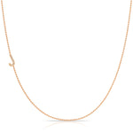 J Pavé Diamond Initial Necklace in 14K Rose Gold on Bead Chain – Maya Brenner