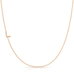 14K Rose Gold Pavé Diamond Initial Necklace, Letter L – Bead Chain | Maya Brenner