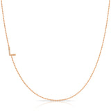 14K Rose Gold Pavé Diamond Initial Necklace, Letter L – Bead Chain | Maya Brenner