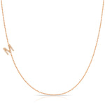 14K Rose Gold Pavé Diamond Initial Necklace, Letter M – Bead Chain | Maya Brenner