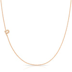 Pavé Diamond Initial Necklace by Maya Brenner – P in 14K Rose Gold on a Bead Chain