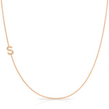 Pavé Diamond Initial Necklace by Maya Brenner – S in 14K Rose Gold on a Bead Chain
