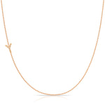 Maya Brenner Pavé Diamond Initial Necklace – Y Charm in 14K Rose Gold, Bead Chain
