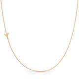 Maya Brenner Pavé Diamond Initial Necklace – Y Charm in 14K Rose Gold, Bead Chain