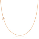 A Pavé Diamond Initial Necklace in 14K Rose Gold on Cable Chain – Maya Brenner