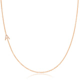 A Pavé Diamond Initial Necklace in 14K Rose Gold on Cable Chain – Maya Brenner