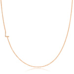 L Pavé Diamond Initial Necklace in 14K Rose Gold on Cable Chain – Maya Brenner