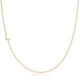 L Pavé Diamond Initial Necklace in 14K Rose Gold on Cable Chain – Maya Brenner
