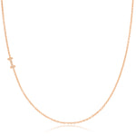 Pavé Diamond Initial Necklace by Maya Brenner – I in 14K Rose Gold on a Cable Chain